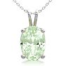 3/4 Carat Oval Shape Green Amethyst Necklace In Sterling Silver, 18 Inches Image-1