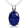 1 Carat Oval Shape Sapphire Necklace In Sterling Silver, 18 Inches Image-1