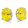 2 Carat Oval Shape Citrine Stud Earrings In Sterling Silver Image-2