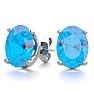 3 Carat Oval Shape Blue Topaz Stud Earrings In Sterling Silver Image-1