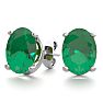 2 1/3 Carat Oval Shape Emerald Stud Earrings In Sterling Silver Image-1