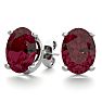 Garnet Earrings: Garnet Jewelry: 3 Carat Oval Shape Garnet Stud Earrings In Sterling Silver Image-1
