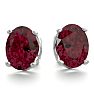 Garnet Earrings: Garnet Jewelry: 3 Carat Oval Shape Garnet Stud Earrings In Sterling Silver Image-2
