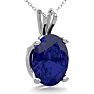 1 1/2 Carat Oval Shape Sapphire Necklace In Sterling Silver, 18 Inches Image-2