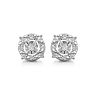 1/10 Carat Diamond Halo Earrings in Sterling Silver Image-2