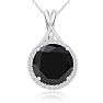 5 Carat Black and White Diamond Halo Necklace In 14 Karat White Gold Image-1