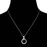 5 Carat Black and White Diamond Halo Necklace In 14 Karat White Gold Image-3