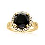 4 3/4 Carat Black and White Diamond Halo Ring In 14 Karat Yellow Gold Image-1