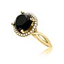 4 3/4 Carat Black and White Diamond Halo Ring In 14 Karat Yellow Gold Image-4
