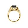 4 1/2 Carat Cushion Cut Black and White Diamond Halo Ring in 14 Karat Yellow Gold Image-3