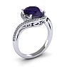 1 Carat Oval Shape Amethyst and Halo Diamond Ring In 14 Karat White Gold Image-2