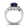 1 Carat Oval Shape Amethyst and Halo Diamond Ring In 14 Karat White Gold Image-4