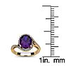 1 Carat Oval Shape Amethyst and Halo Diamond Ring In 14 Karat Rose Gold Image-5