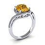 1 Carat Oval Shape Citrine and Halo Diamond Ring In 14 Karat White Gold Image-2