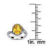 1 Carat Oval Shape Citrine and Halo Diamond Ring In 14 Karat White Gold Image-5