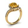 1 Carat Oval Shape Citrine and Halo Diamond Ring In 14 Karat Yellow Gold Image-2