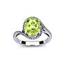 1 Carat Oval Shape Peridot and Halo Diamond Ring In 14 Karat White Gold Image-1
