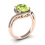 1 Carat Oval Shape Peridot and Halo Diamond Ring In 14 Karat Rose Gold Image-2