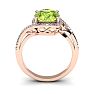 1 Carat Oval Shape Peridot and Halo Diamond Ring In 14 Karat Rose Gold Image-4