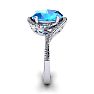 1 1/4 Carat Oval Shape Blue Topaz and Halo Diamond Ring In 14 Karat White Gold Image-3