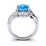 1 1/4 Carat Oval Shape Blue Topaz and Halo Diamond Ring In 14 Karat White Gold Image-4