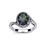 1 Carat Oval Shape Mystic Topaz Ring With Swirling Diamond Halo In 14 Karat White Gold Image-1