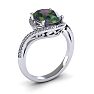 1 Carat Oval Shape Mystic Topaz Ring With Swirling Diamond Halo In 14 Karat White Gold Image-2