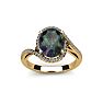 1 Carat Oval Shape Mystic Topaz Ring With Swirling Diamond Halo In 14 Karat Yellow Gold Image-1