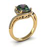 1 Carat Oval Shape Mystic Topaz Ring With Swirling Diamond Halo In 14 Karat Yellow Gold Image-2