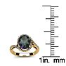 1 Carat Oval Shape Mystic Topaz Ring With Swirling Diamond Halo In 14 Karat Yellow Gold Image-5