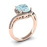 Aquamarine Ring: Aquamarine Jewelry: 1 Carat Oval Shape Aquamarine and Halo Diamond Ring In 14 Karat Rose Gold Image-2