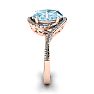Aquamarine Ring: Aquamarine Jewelry: 1 Carat Oval Shape Aquamarine and Halo Diamond Ring In 14 Karat Rose Gold Image-3