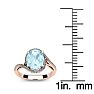 Aquamarine Ring: Aquamarine Jewelry: 1 Carat Oval Shape Aquamarine and Halo Diamond Ring In 14 Karat Rose Gold Image-5