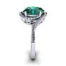 1 Carat Oval Shape Emerald and Halo Diamond Ring In 14 Karat White Gold Image-3