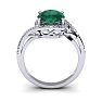 1 Carat Oval Shape Emerald and Halo Diamond Ring In 14 Karat White Gold Image-4