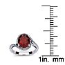 Garnet Ring: Garnet Jewelry: 1 1/4 Carat Oval Shape Garnet and Halo Diamond Ring In 14 Karat White Gold Image-5