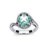 1 Carat Oval Shape Green Amethyst and Halo Diamond Ring In 14 Karat White Gold Image-1
