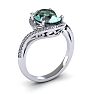 1 Carat Oval Shape Green Amethyst and Halo Diamond Ring In 14 Karat White Gold Image-2