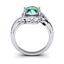 1 Carat Oval Shape Green Amethyst and Halo Diamond Ring In 14 Karat White Gold Image-4