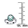 1 Carat Oval Shape Green Amethyst and Halo Diamond Ring In 14 Karat White Gold Image-5