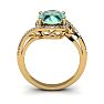 1 Carat Oval Shape Green Amethyst and Halo Diamond Ring In 14 Karat Yellow Gold Image-4