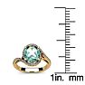 1 Carat Oval Shape Green Amethyst and Halo Diamond Ring In 14 Karat Yellow Gold Image-5