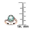 1 Carat Oval Shape Green Amethyst and Halo Diamond Ring In 14 Karat Rose Gold Image-5
