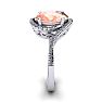 1 Carat Oval Shape Morganite and Halo Diamond Ring In 14 Karat White Gold Image-3