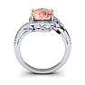 1 Carat Oval Shape Morganite and Halo Diamond Ring In 14 Karat White Gold Image-4
