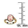 1 Carat Oval Shape Morganite and Halo Diamond Ring In 14 Karat Yellow Gold Image-5