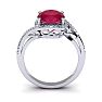 1 1/4 Carat Oval Shape Ruby and Halo Diamond Ring In 14 Karat White Gold Image-4