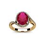1 1/4 Carat Oval Shape Ruby and Halo Diamond Ring In 14 Karat Yellow Gold Image-1