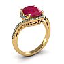 1 1/4 Carat Oval Shape Ruby and Halo Diamond Ring In 14 Karat Yellow Gold Image-2