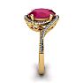 1 1/4 Carat Oval Shape Ruby and Halo Diamond Ring In 14 Karat Yellow Gold Image-3